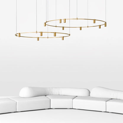 Auroom Round Chandelier - Elegant Brass Lighting