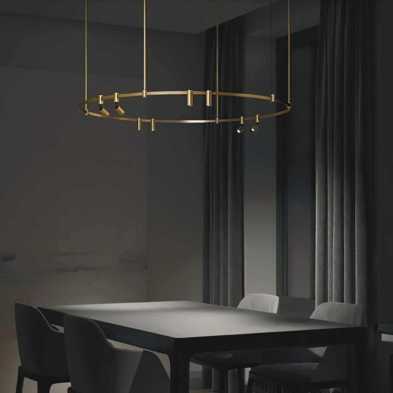 Auroom Round Chandelier - Elegant Brass Lighting