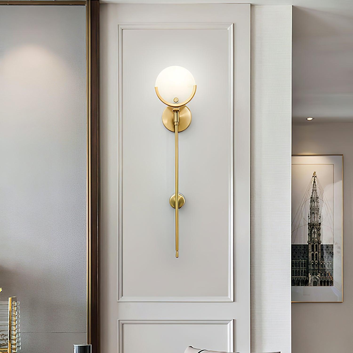 Ava Brass Wall Lamp with Alabaster Shade
