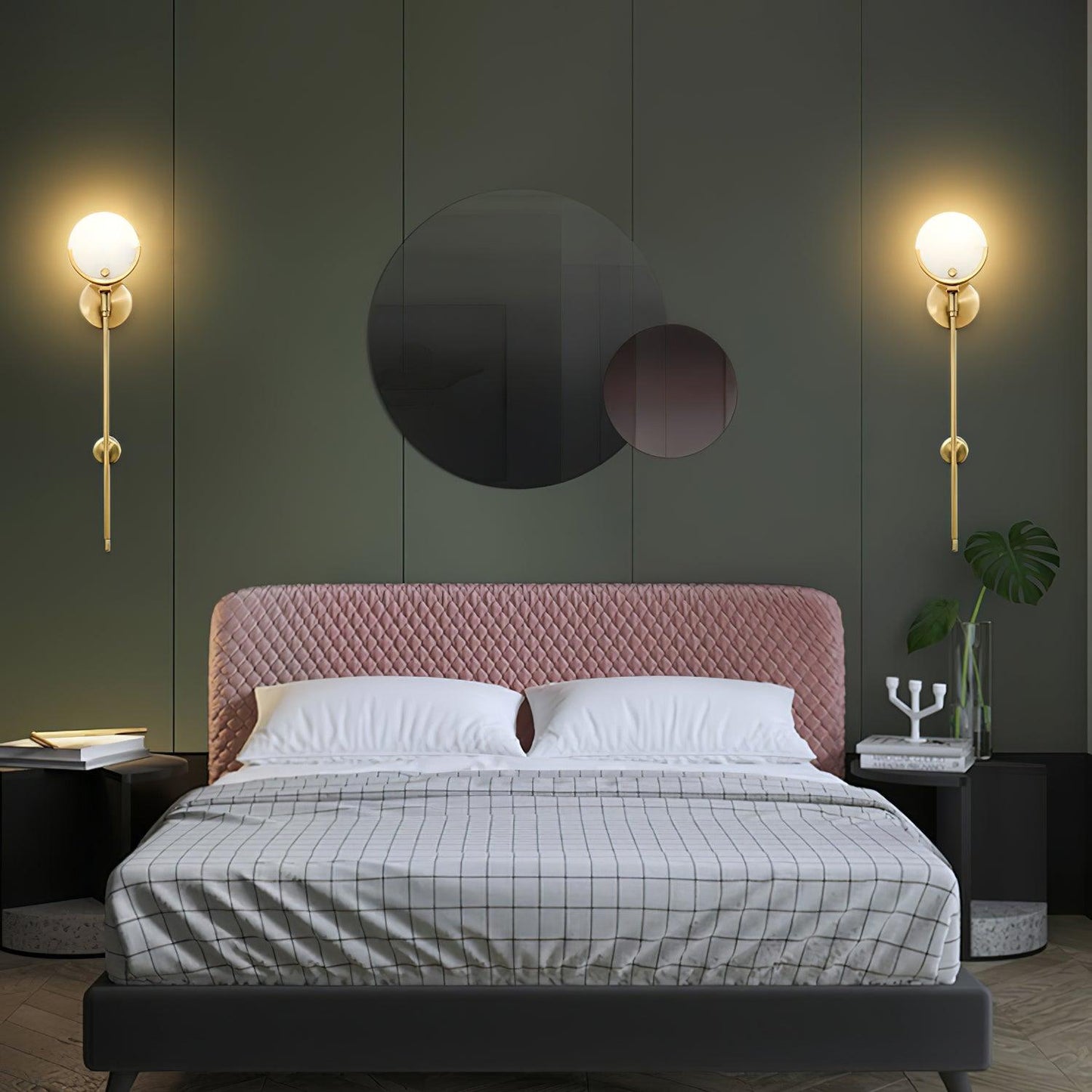 Ava Brass Wall Lamp with Alabaster Shade
