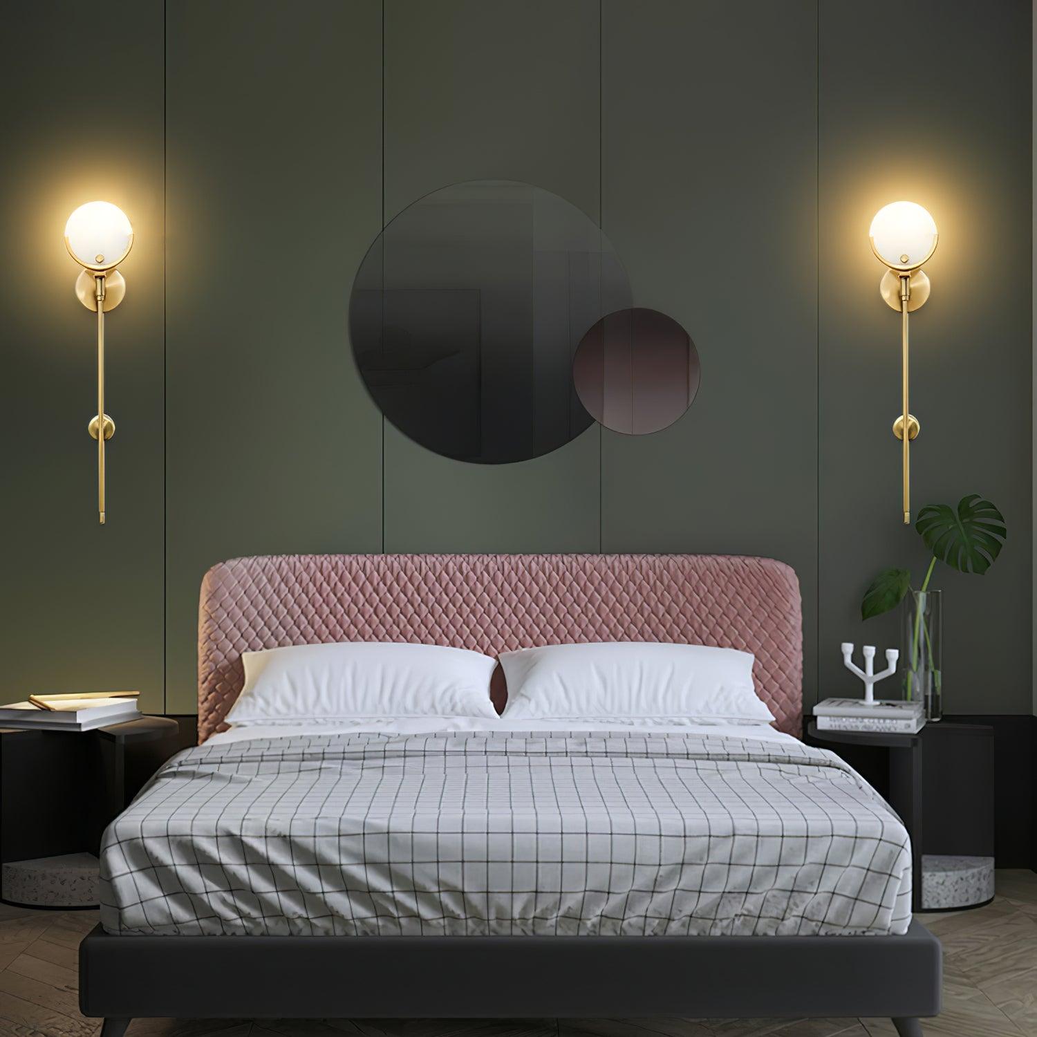Ava Brass Wall Lamp with Alabaster Shade