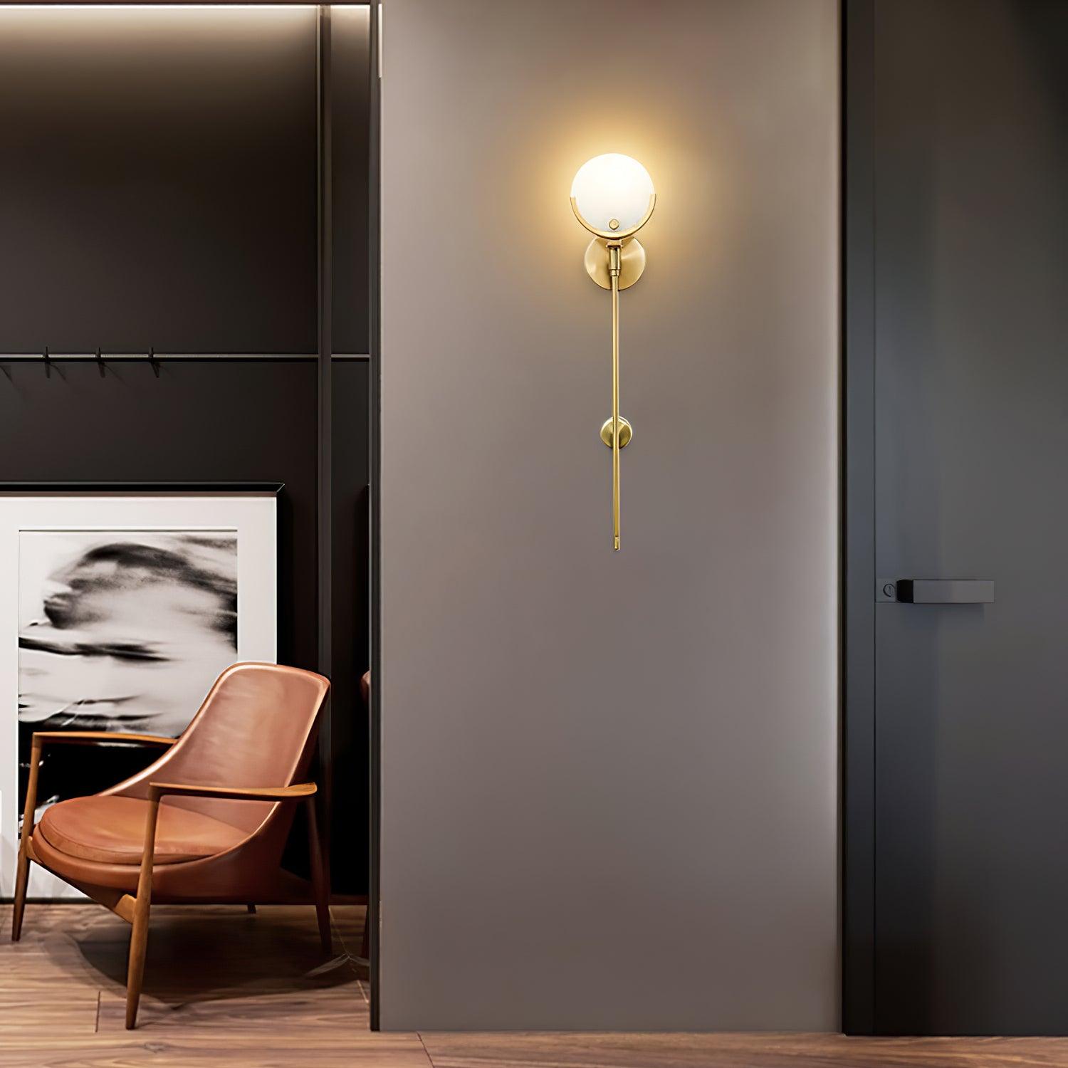 Ava Brass Wall Lamp with Alabaster Shade