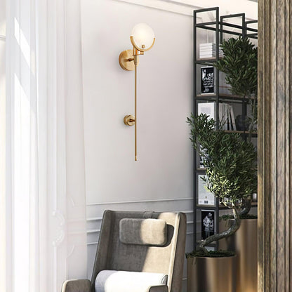 Ava Brass Wall Lamp with Alabaster Shade