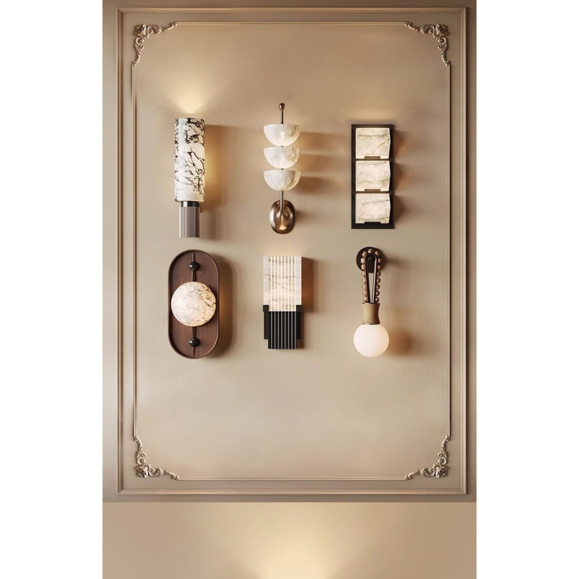 Bezel Wall Lamp with Alabaster Design