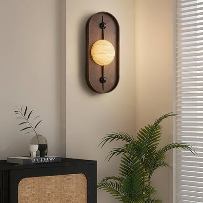 Bezel Wall Lamp with Alabaster Design