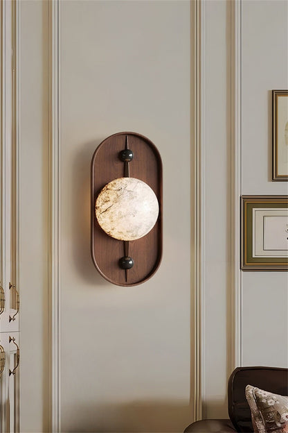 Bezel Wall Lamp with Alabaster Design