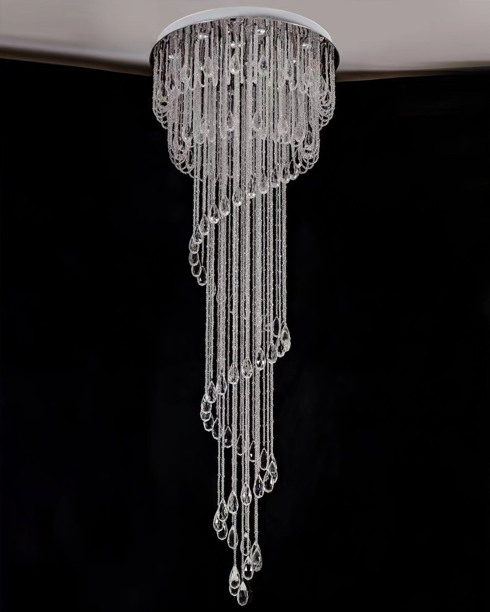Classic Spiral Chandelier with Stainless Steel and Crystal