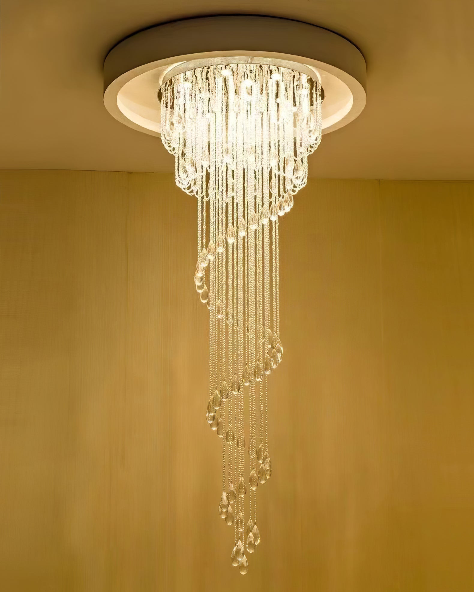 Classic Spiral Chandelier with Stainless Steel and Crystal