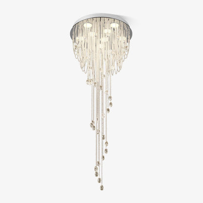 Classic Spiral Chandelier with Stainless Steel and Crystal