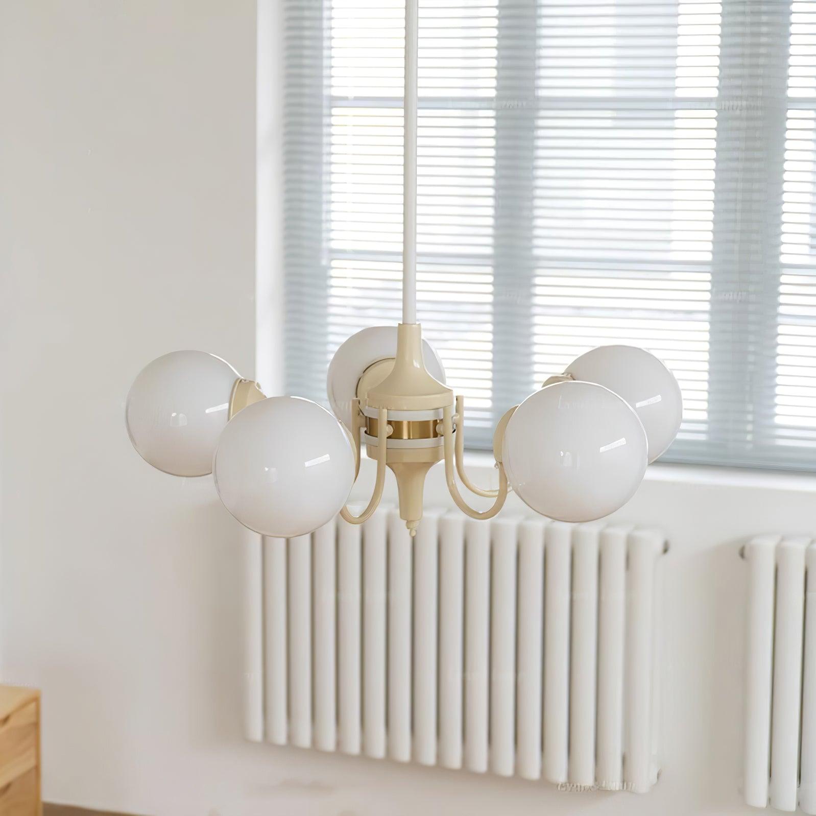 Cream Glass Ball Chandelier, Modern Elegance for Home