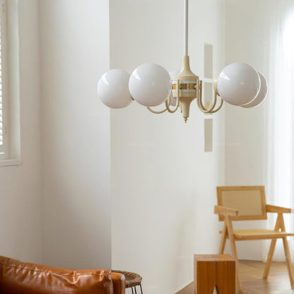 Cream Glass Ball Chandelier, Modern Elegance for Home