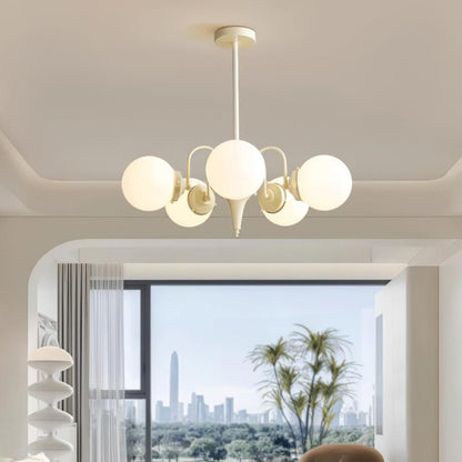 Cream Glass Ball Chandelier, Modern Elegance for Home