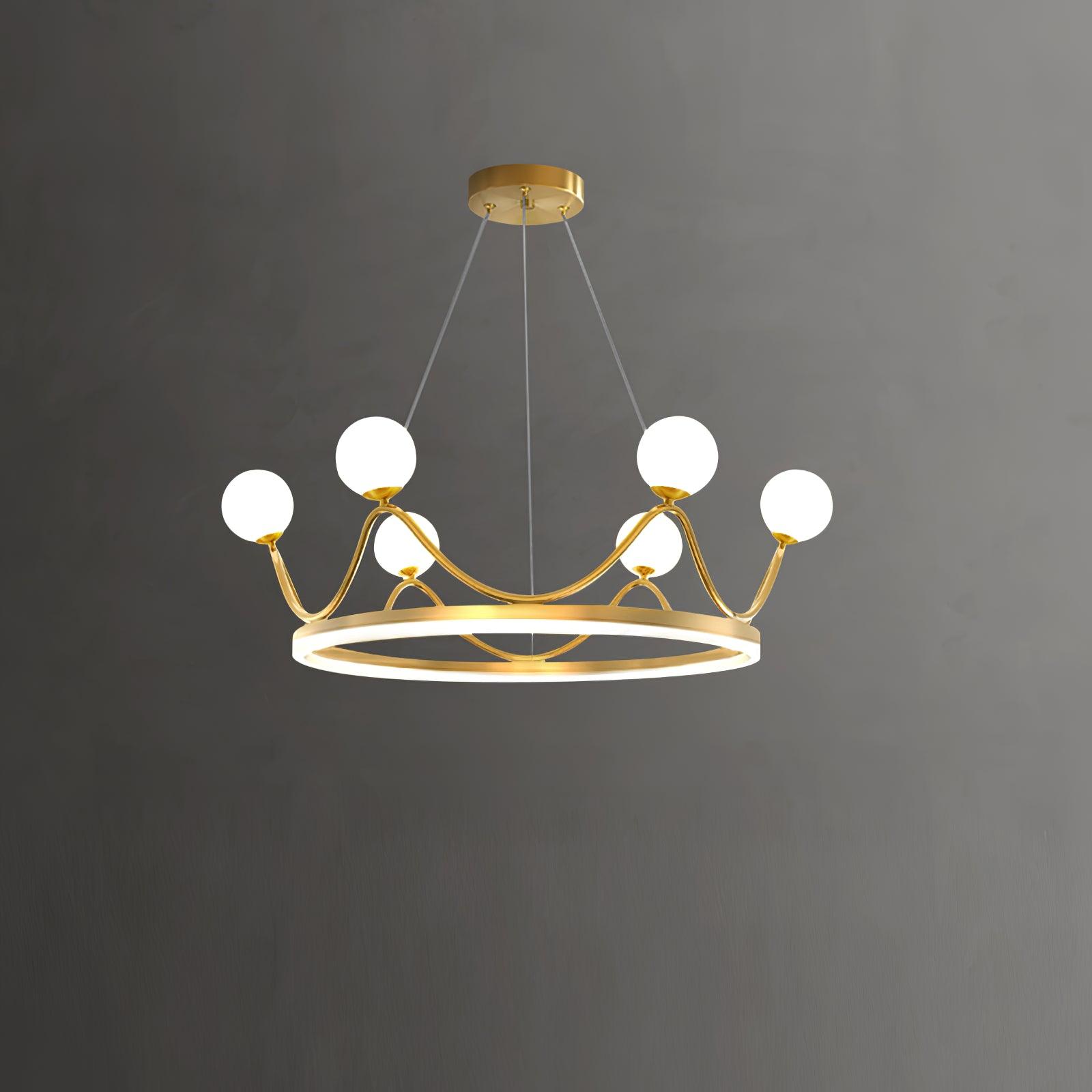 Crown Brass Chandelier with LED Bulb