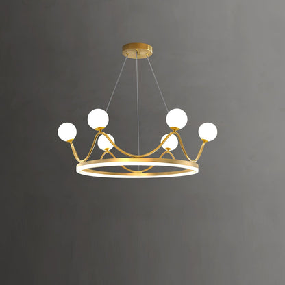 Crown Brass Chandelier with LED Bulb