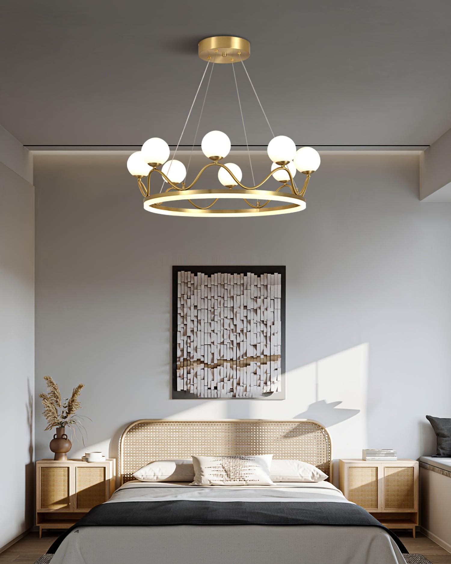 Crown Brass Chandelier with LED Bulb