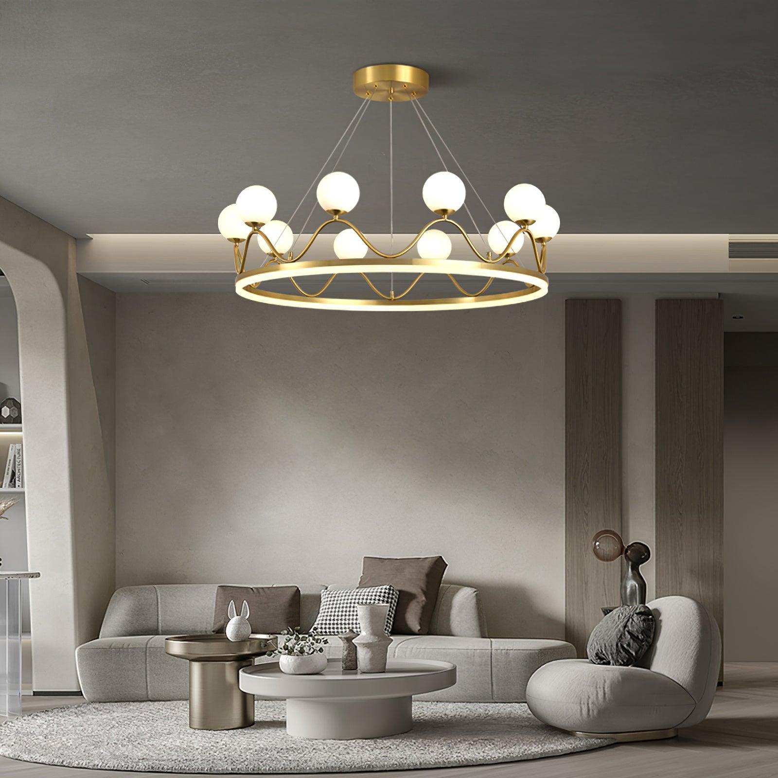 Crown Brass Chandelier with LED Bulb