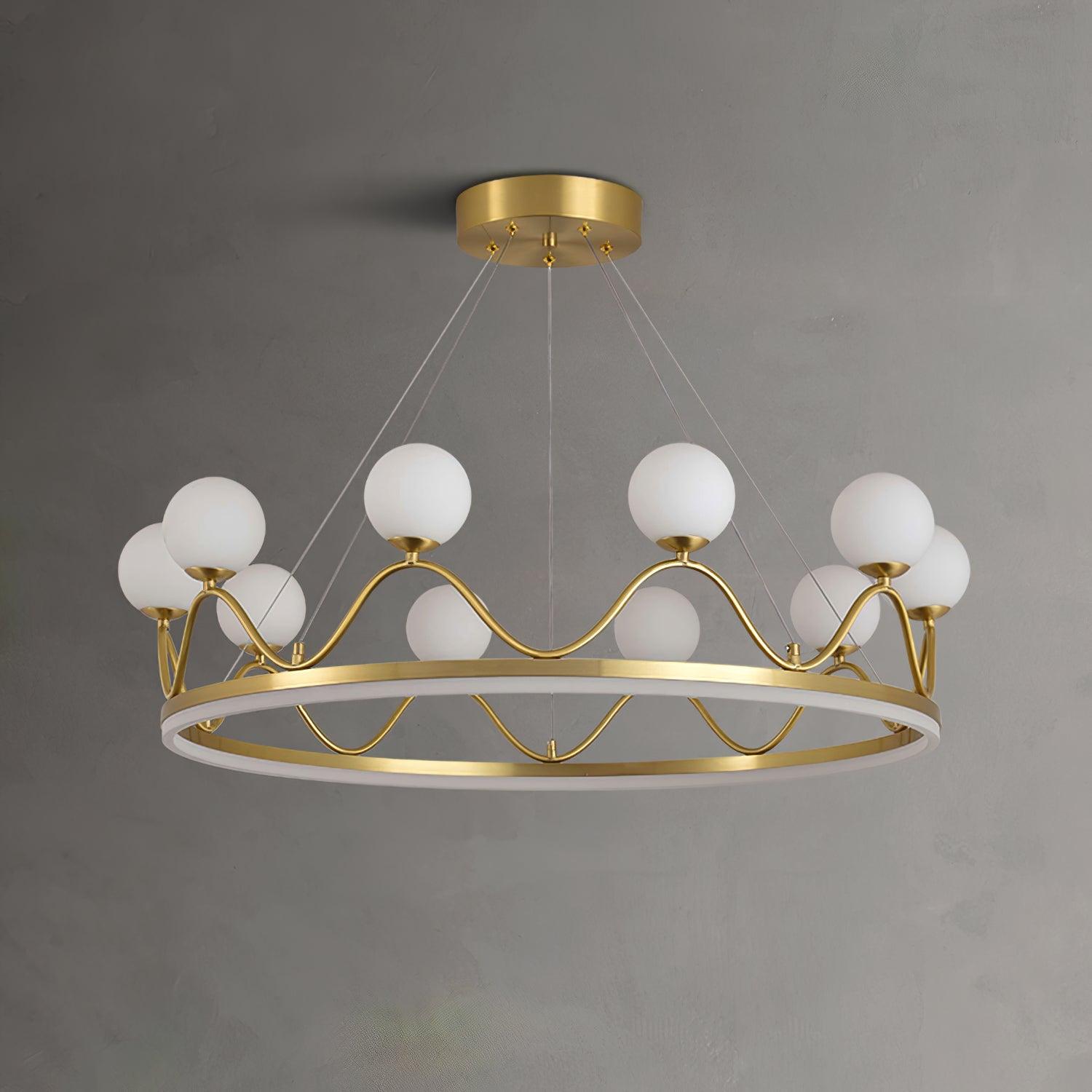 Crown Brass Chandelier with LED Bulb
