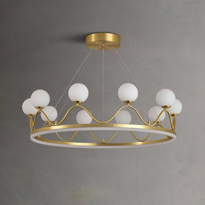 Crown Brass Chandelier with LED Bulb