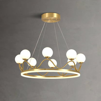 Crown Brass Chandelier with LED Bulb