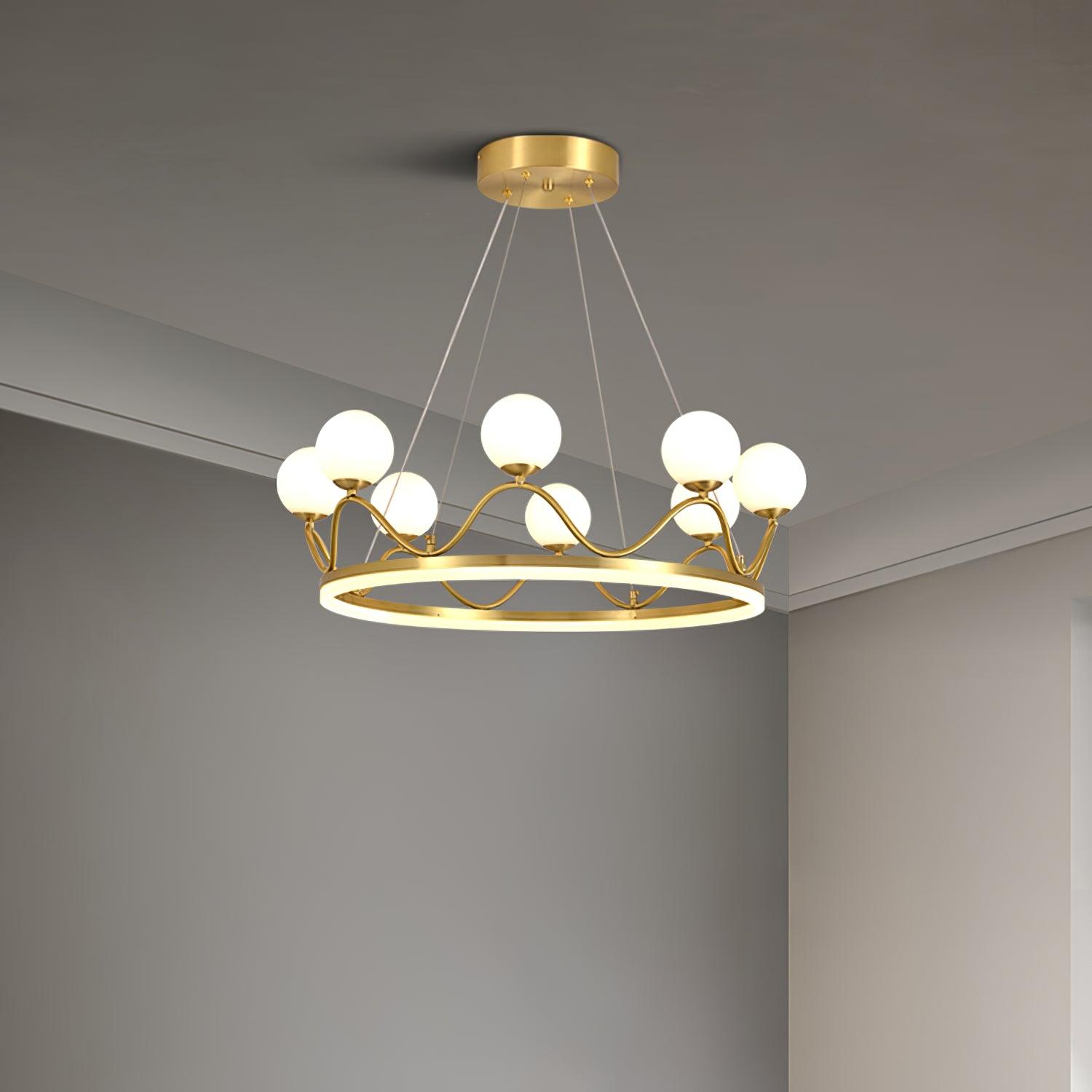 Crown Brass Chandelier with LED Bulb