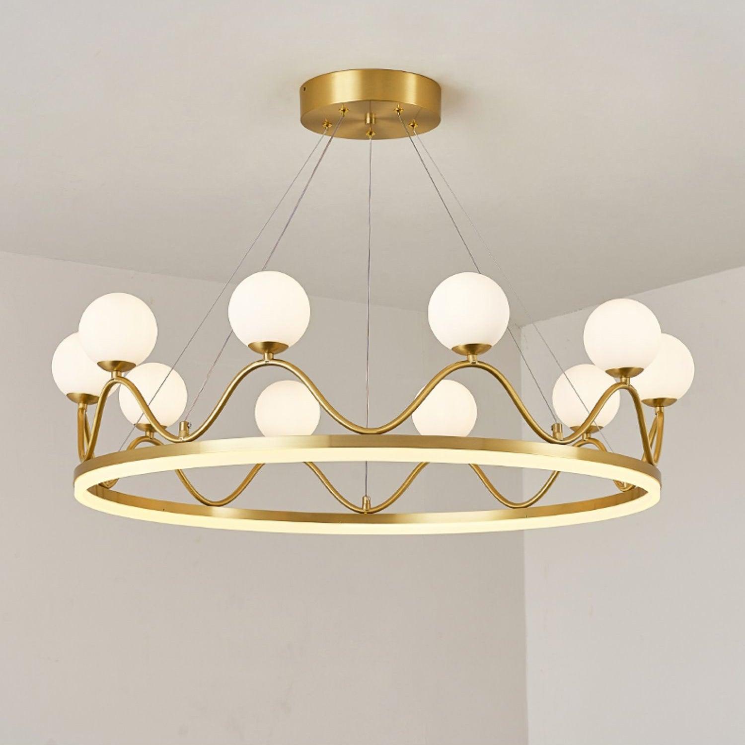 Crown Brass Chandelier with LED Bulb