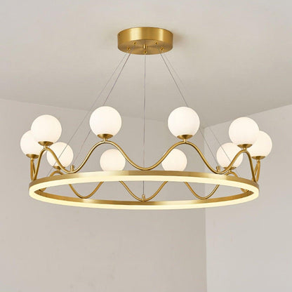 Crown Brass Chandelier with LED Bulb