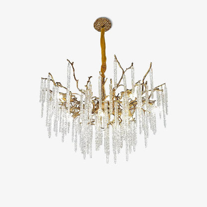 Crystal Icicles Brass Chandelier