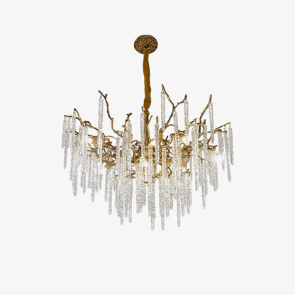Crystal Icicles Brass Chandelier