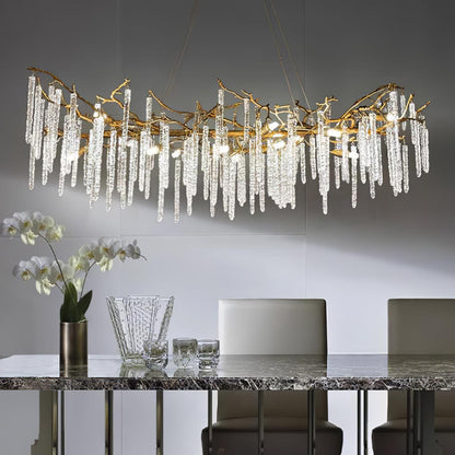 Crystal Icicles Brass Chandelier