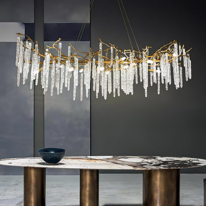 Crystal Icicles Brass Chandelier