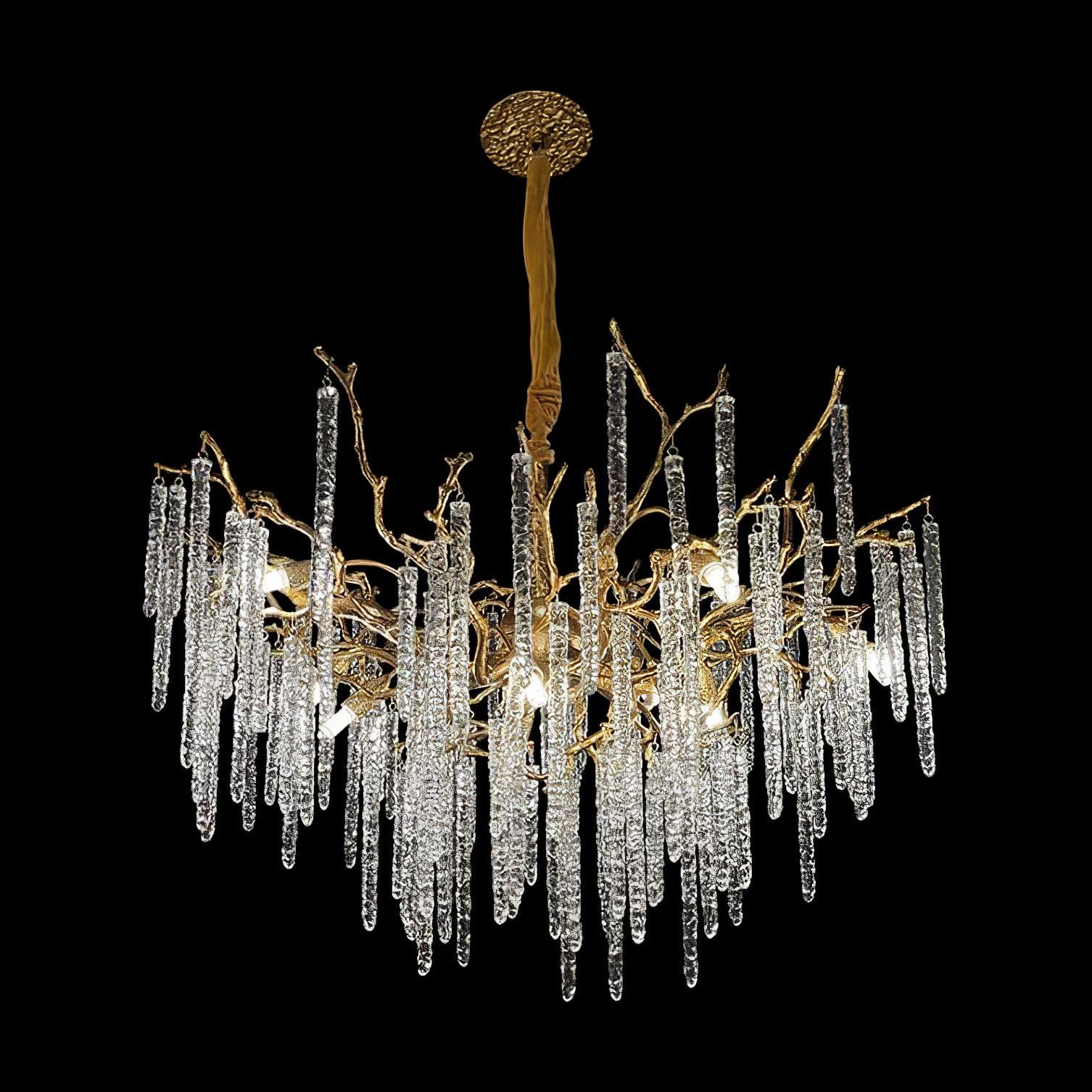 Crystal Icicles Brass Chandelier