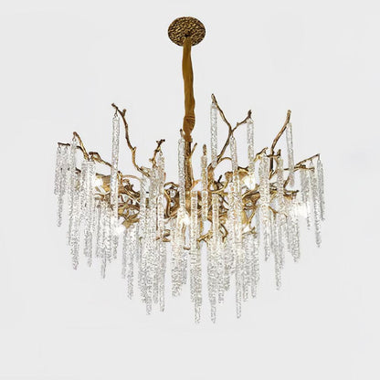 Crystal Icicles Brass Chandelier