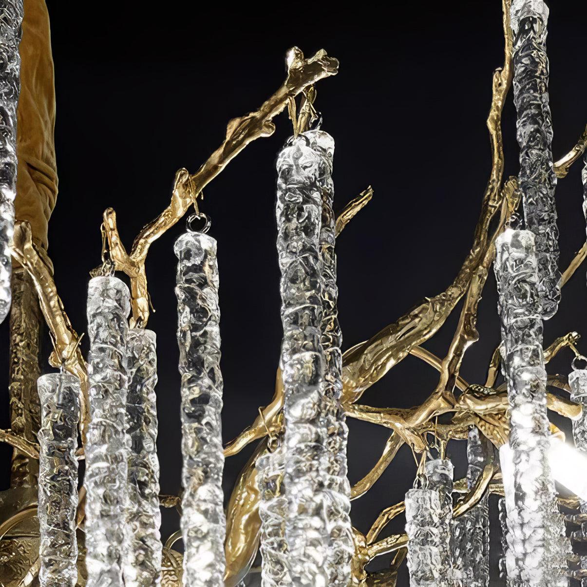 Crystal Icicles Brass Chandelier
