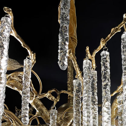 Crystal Icicles Brass Chandelier