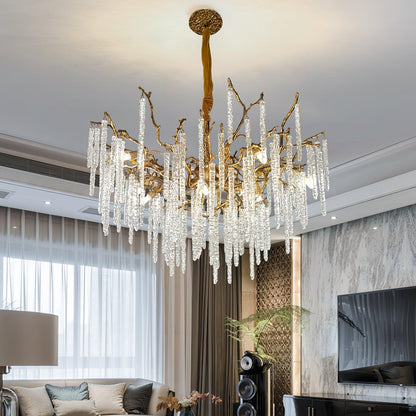 Crystal Icicles Brass Chandelier