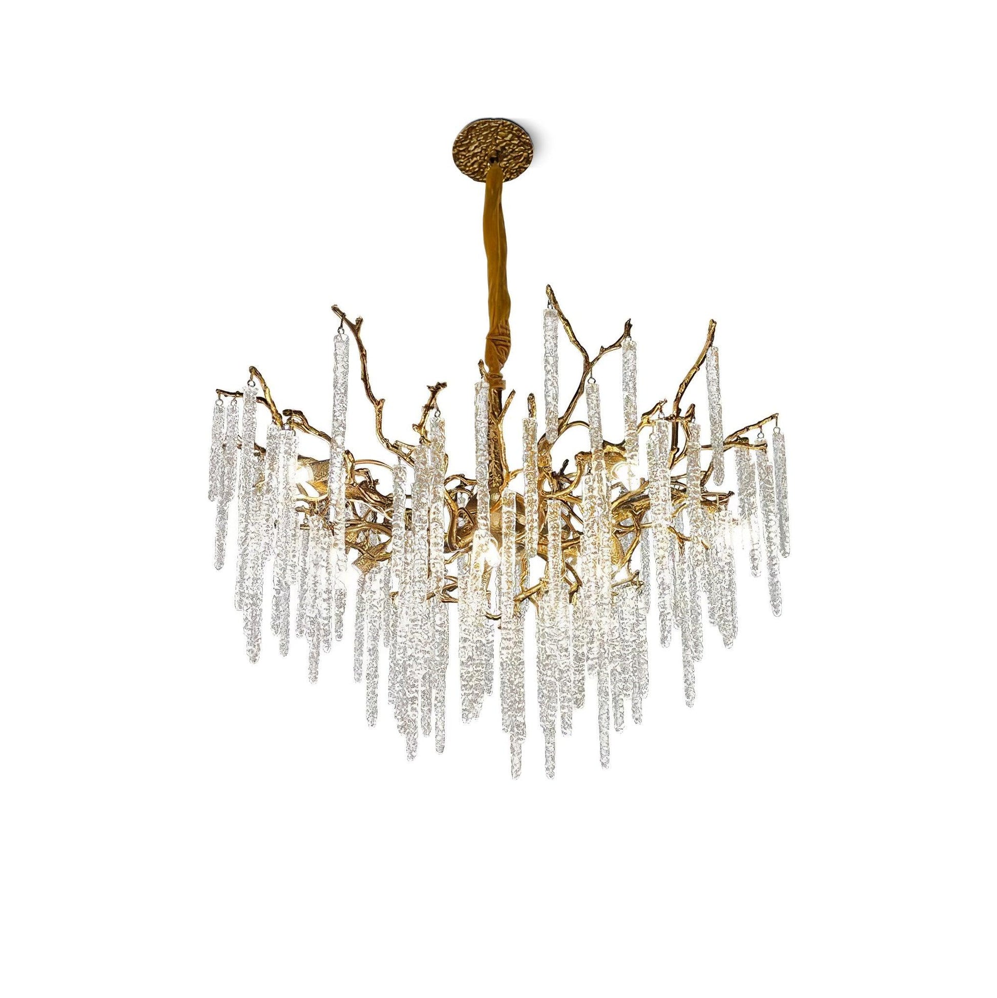 Crystal Icicles Brass Chandelier