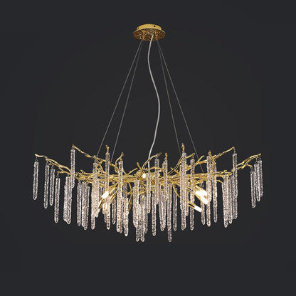 Crystal Icicles Brass Chandelier