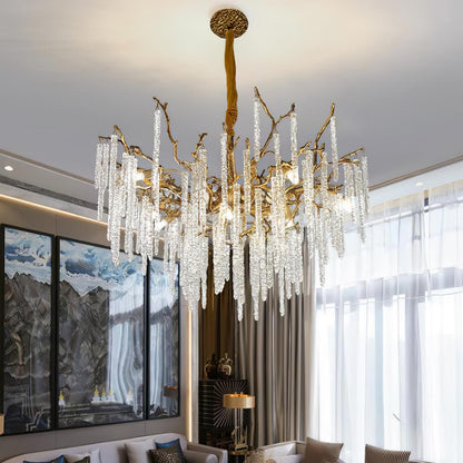 Crystal Icicles Brass Chandelier