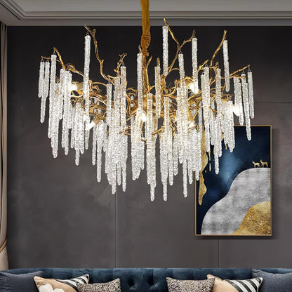 Crystal Icicles Brass Chandelier