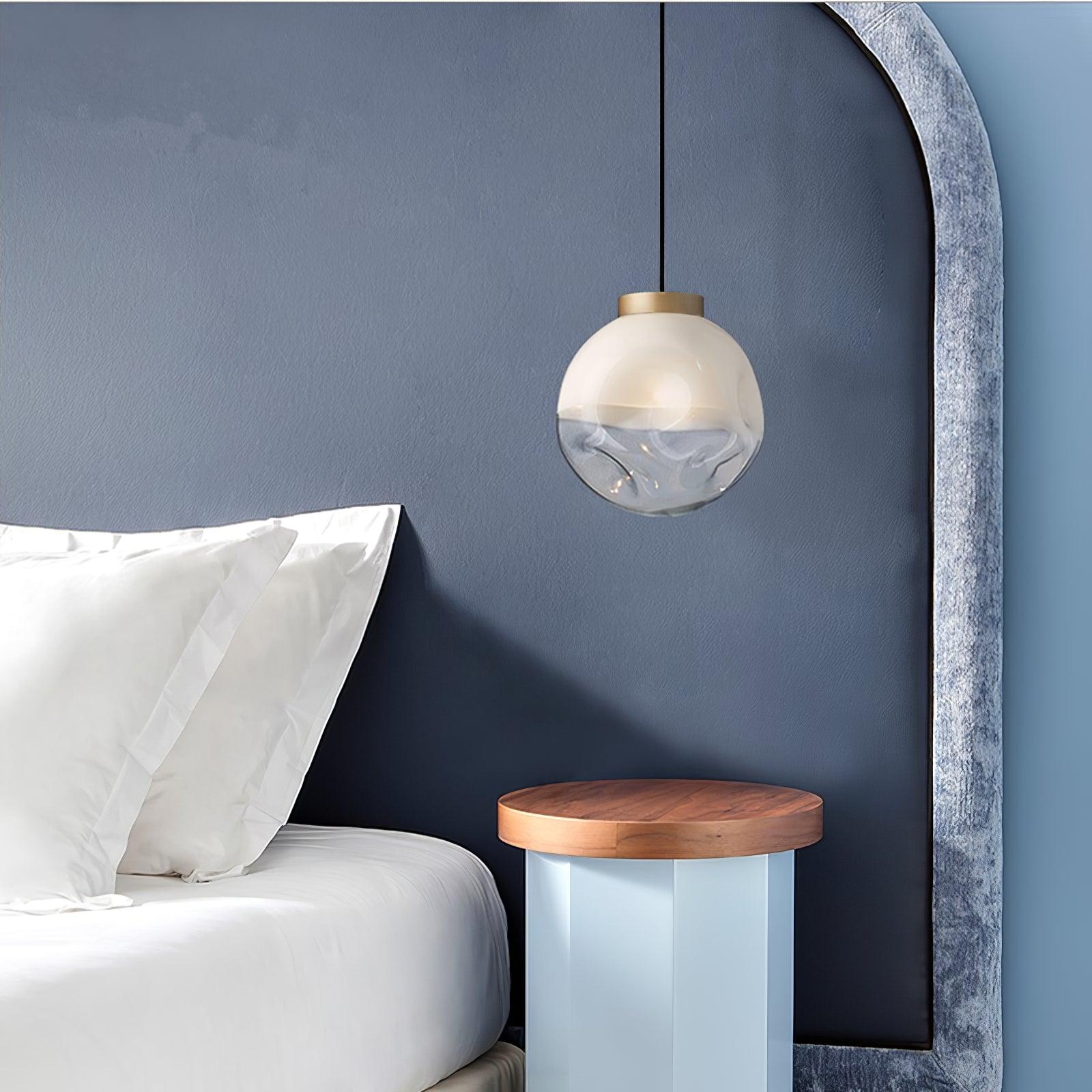 Ecar Gold Pendant Lamp with White Sphere