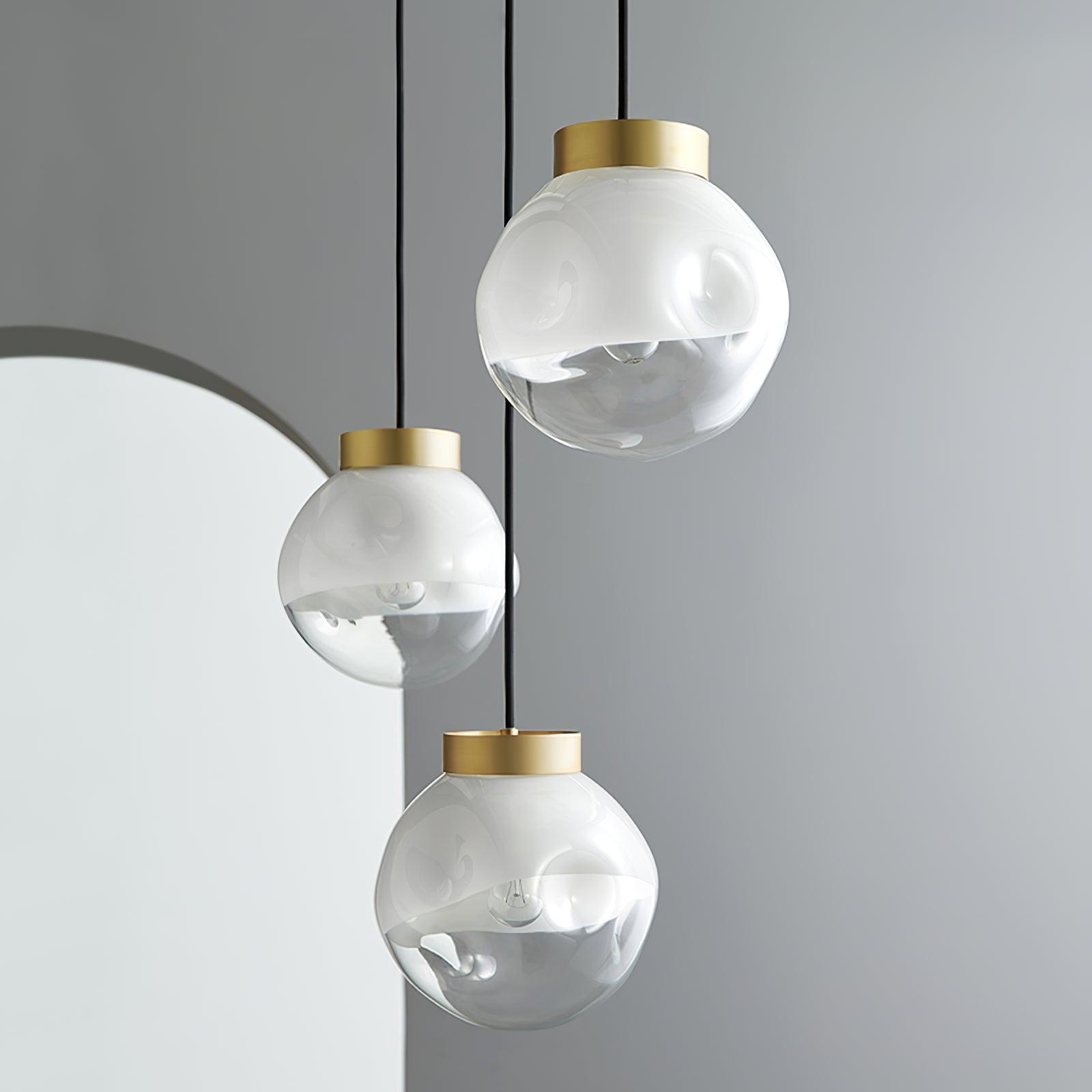 Ecar Gold Pendant Lamp with White Sphere