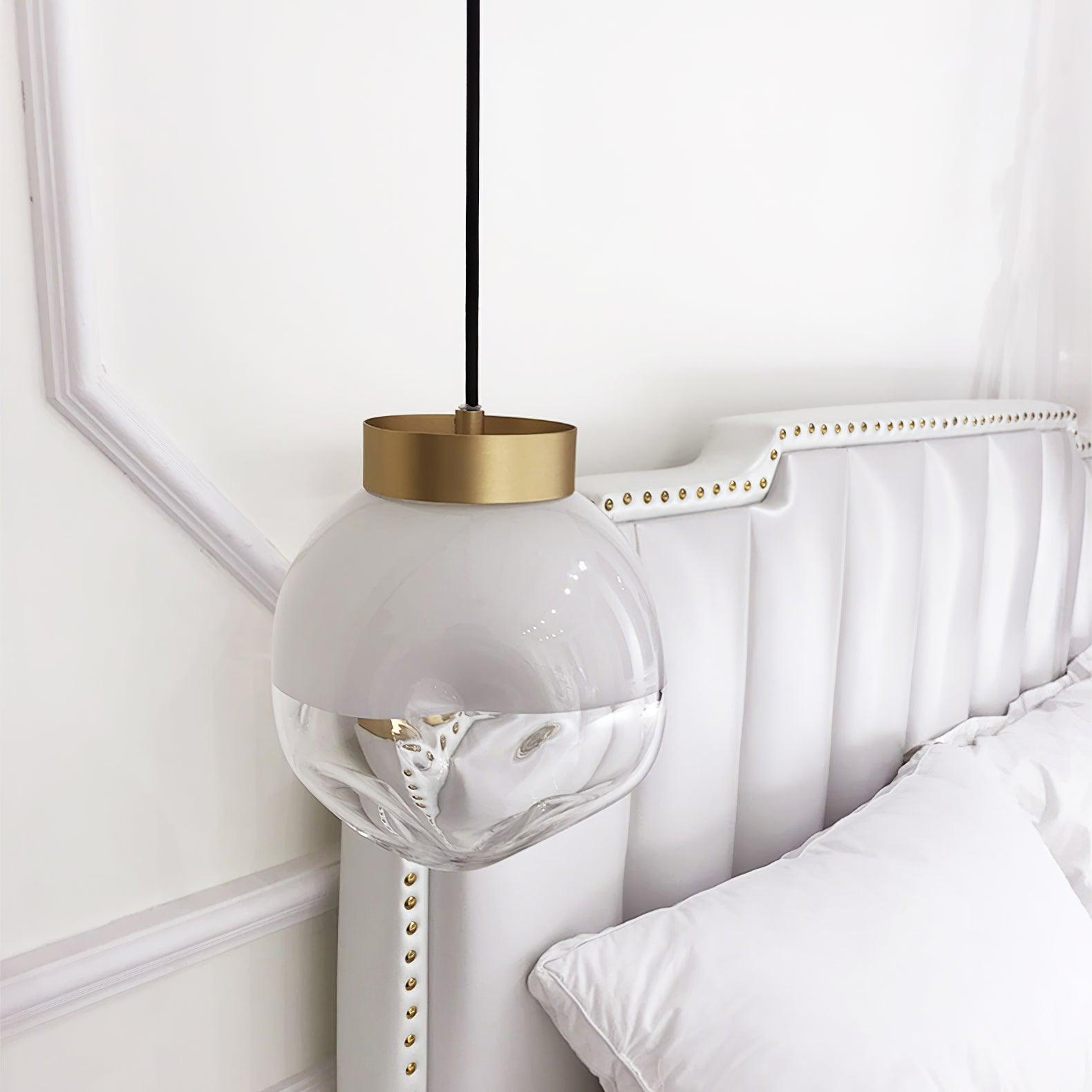 Ecar Gold Pendant Lamp with White Sphere