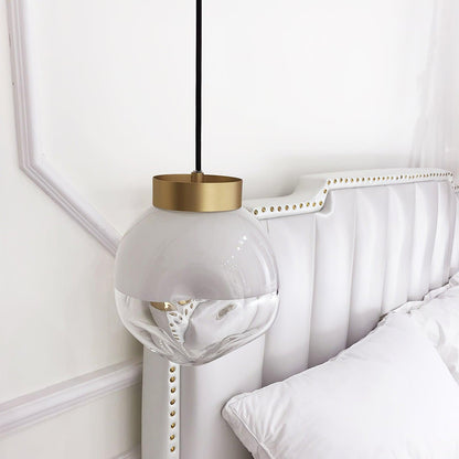 Ecar Gold Pendant Lamp with White Sphere