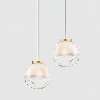 Ecar Gold Pendant Lamp with White Sphere