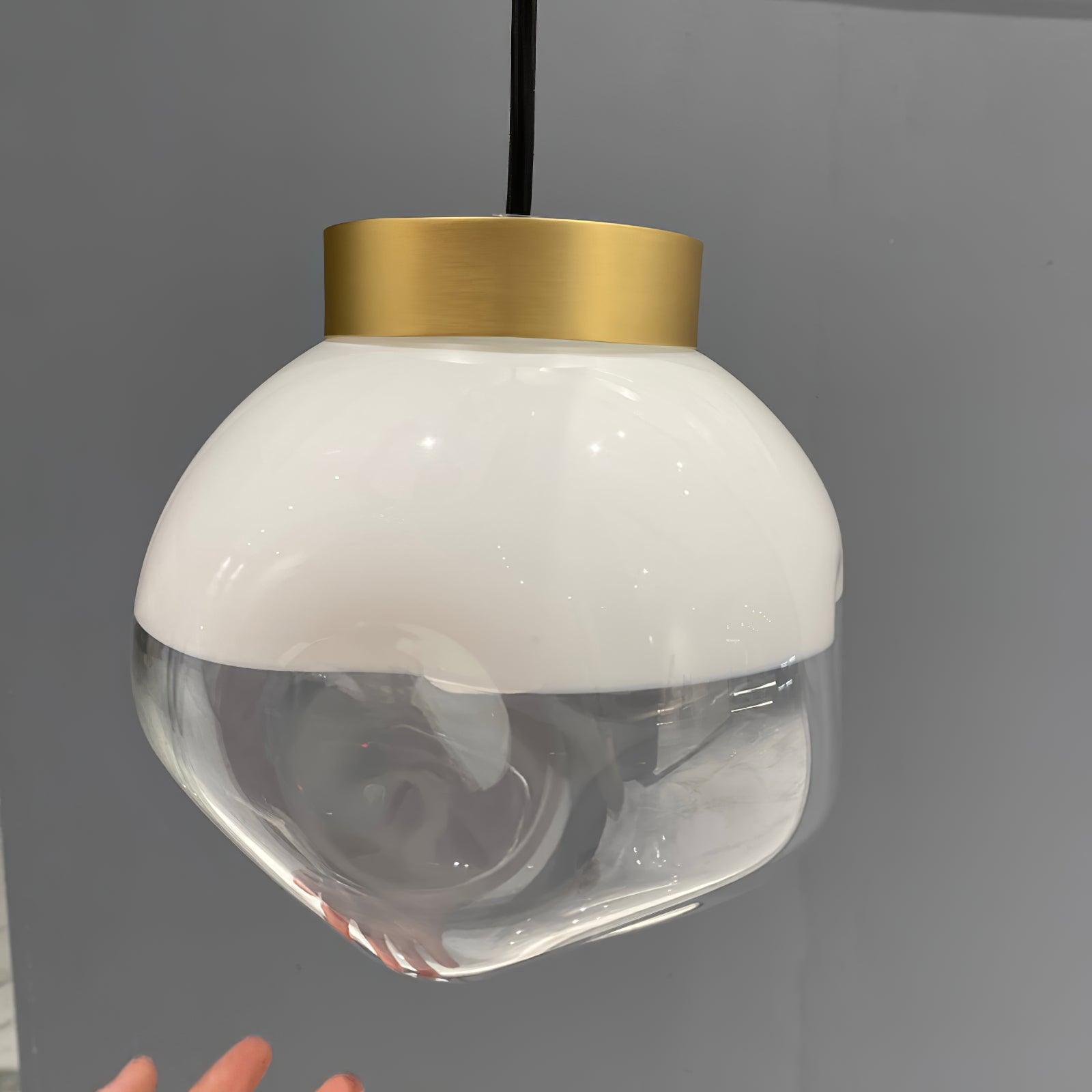 Ecar Gold Pendant Lamp with White Sphere