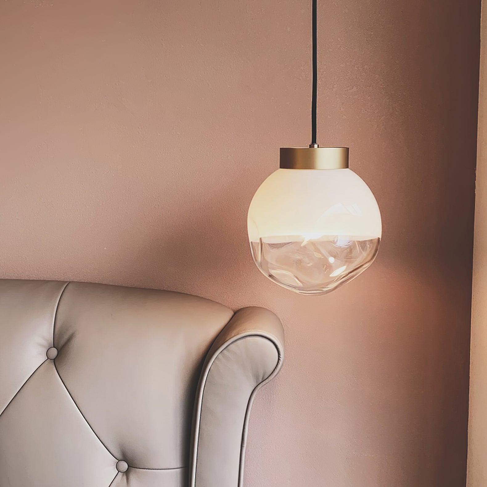Ecar Gold Pendant Lamp with White Sphere