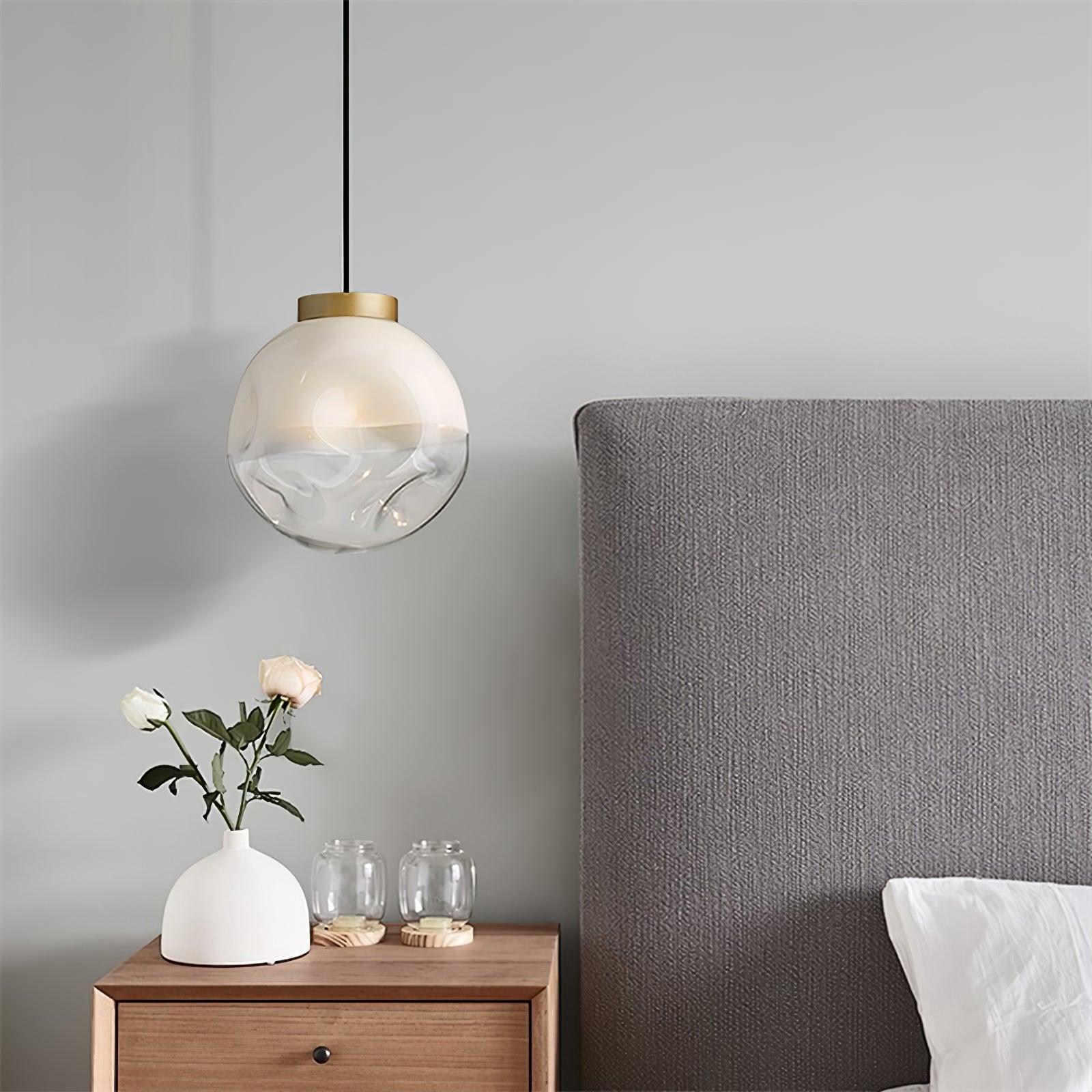 Ecar Gold Pendant Lamp with White Sphere
