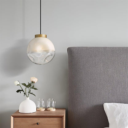 Ecar Gold Pendant Lamp with White Sphere