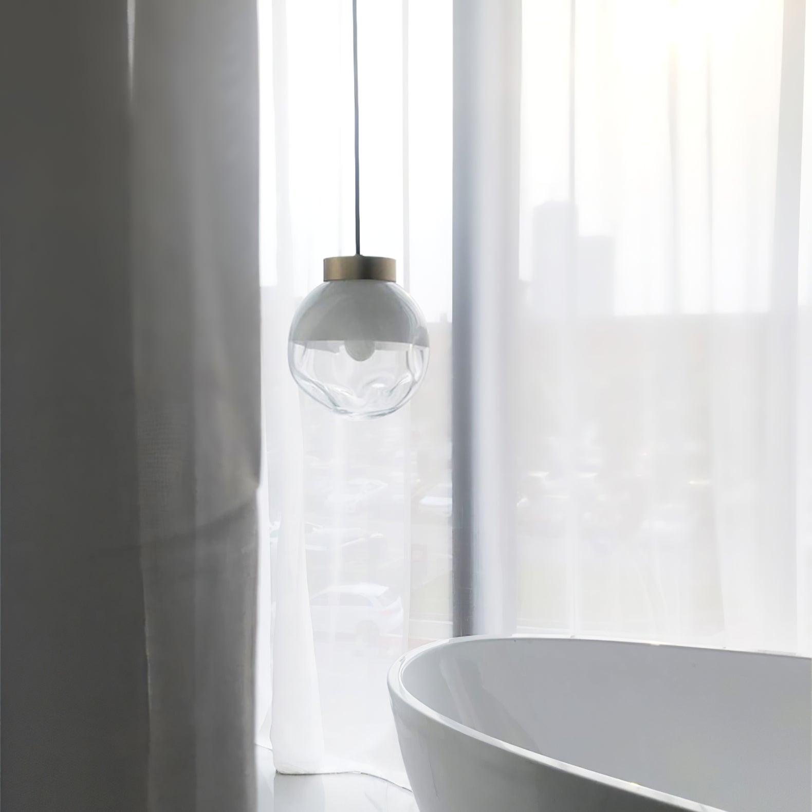 Ecar Gold Pendant Lamp with White Sphere