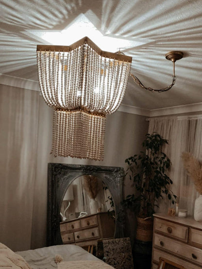 Gold Star Shaped Beaded Chandelier